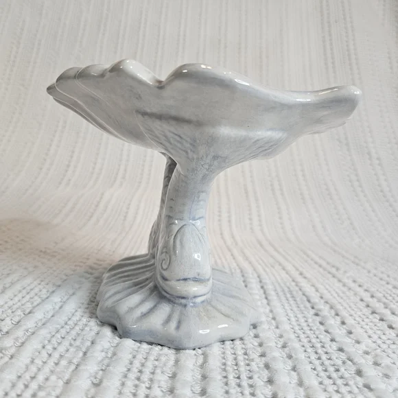 Soap Dish Koi Fish Blue White Vintage 1980's Signed - Picture 2 of 14